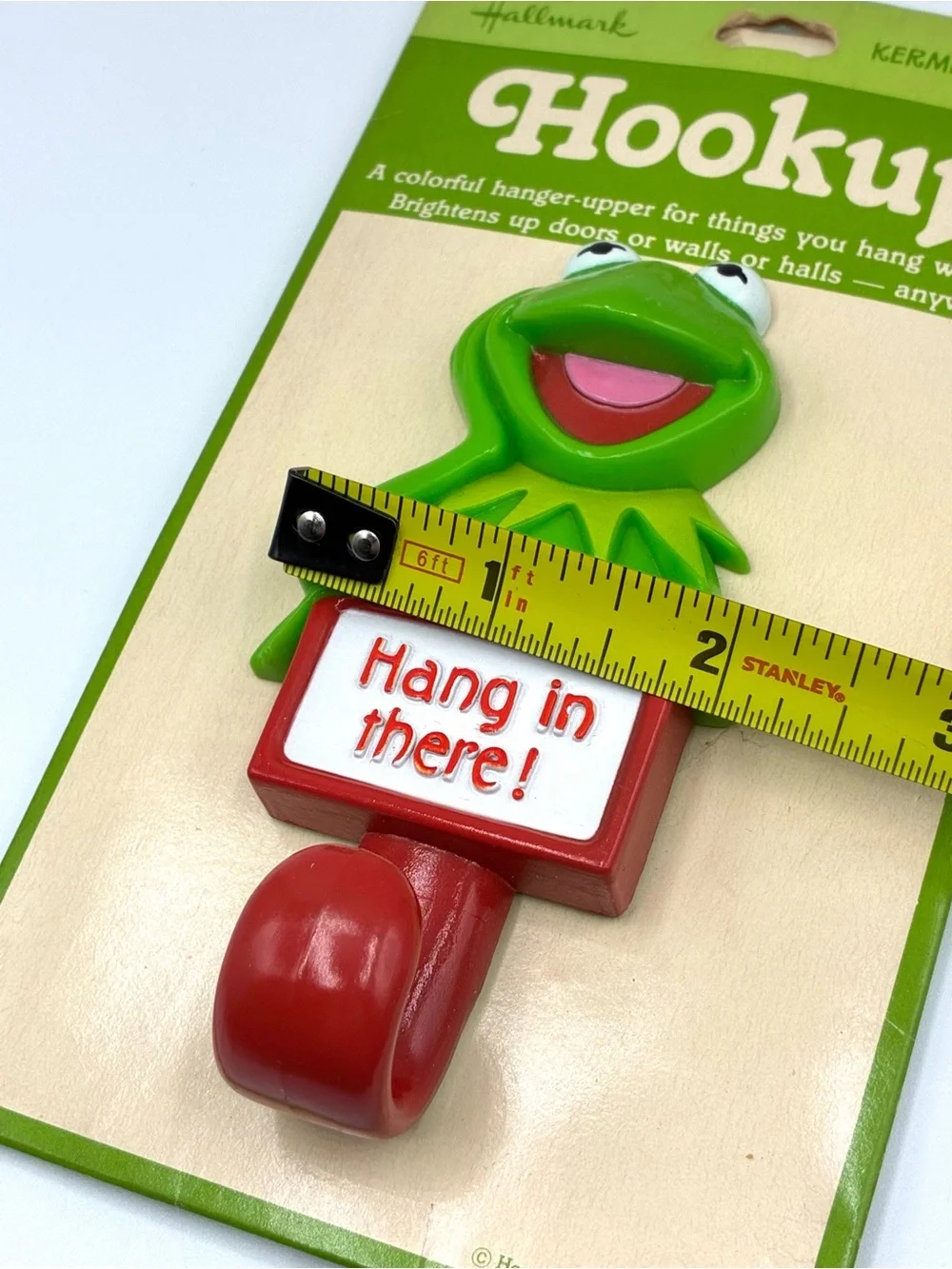 Rare Vintage Hallmark Hookup Kermit Frog Hang In There Wall Hook Carded 1979